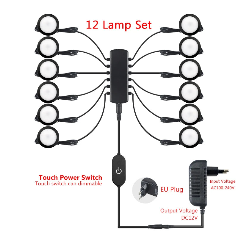 12 V Round LED Cabinet Lights - Set Options