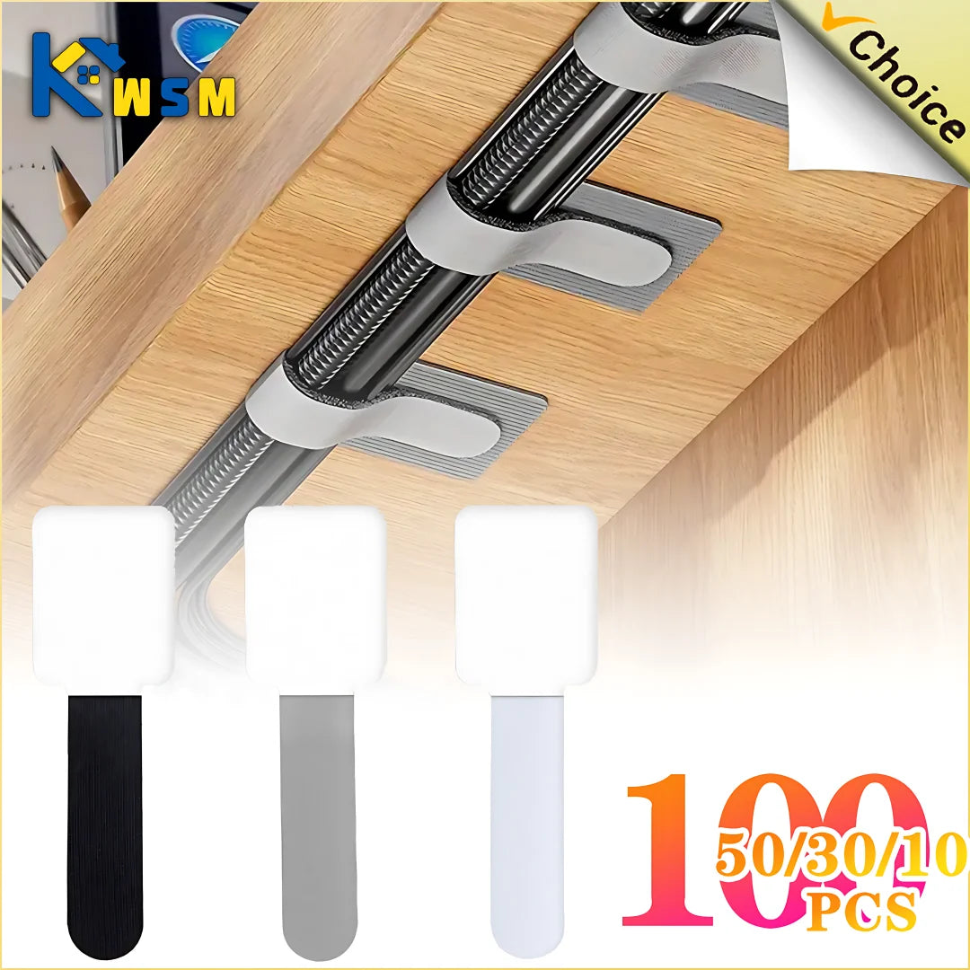 Reusable Cable Ties Fastening Wire Organizer Cord Rope Holder Self Adhesive Adjustable Cord Organizer Straps Desk Management 