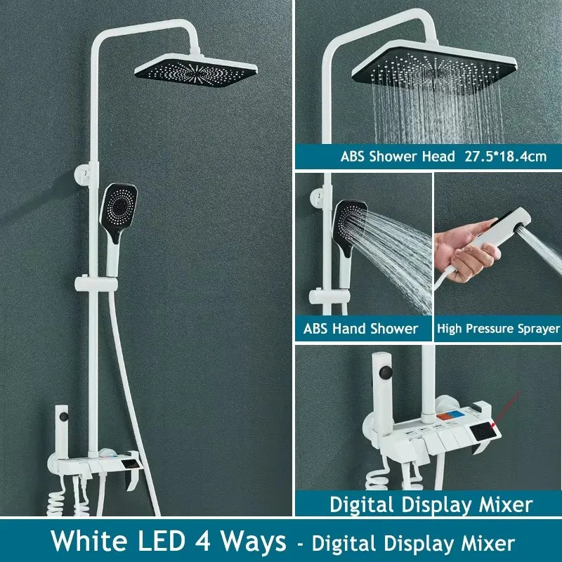 Rainfall Bathroom Shower System Set with Digital Display