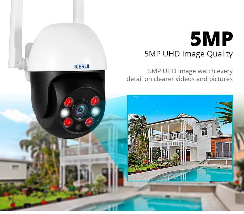 KERUI 5MP Outdoor WiFi Dome Security Camera with Auto Tracking