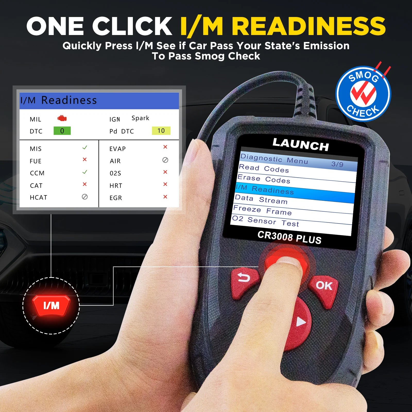 OBD2 Scanner Code Reader with Engine Diagnostics & Battery Test