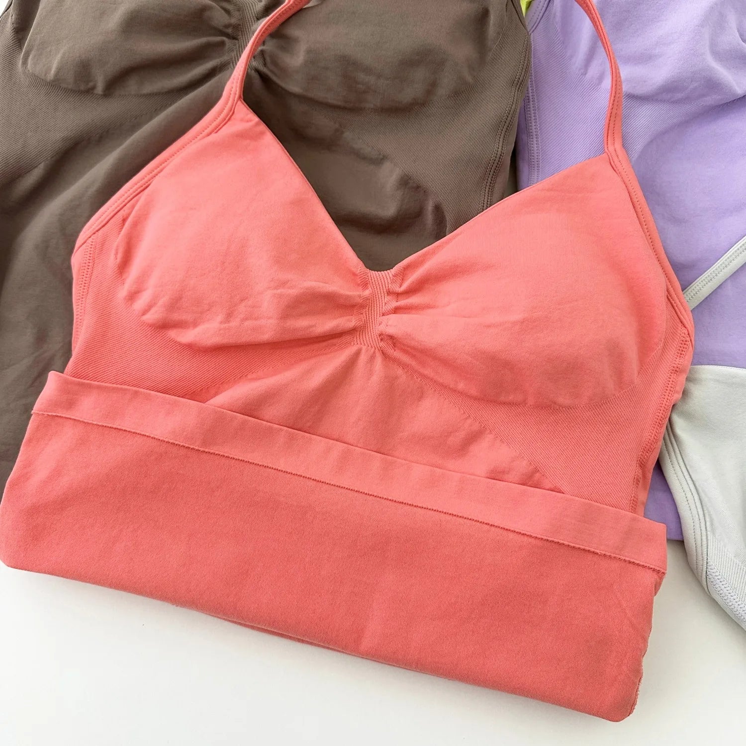 ARFTE Longline Strappy Gym Top Backless Gym Clothes Women Scrunch Built-in Bra With Removable Cups Yoga Tank Tops 