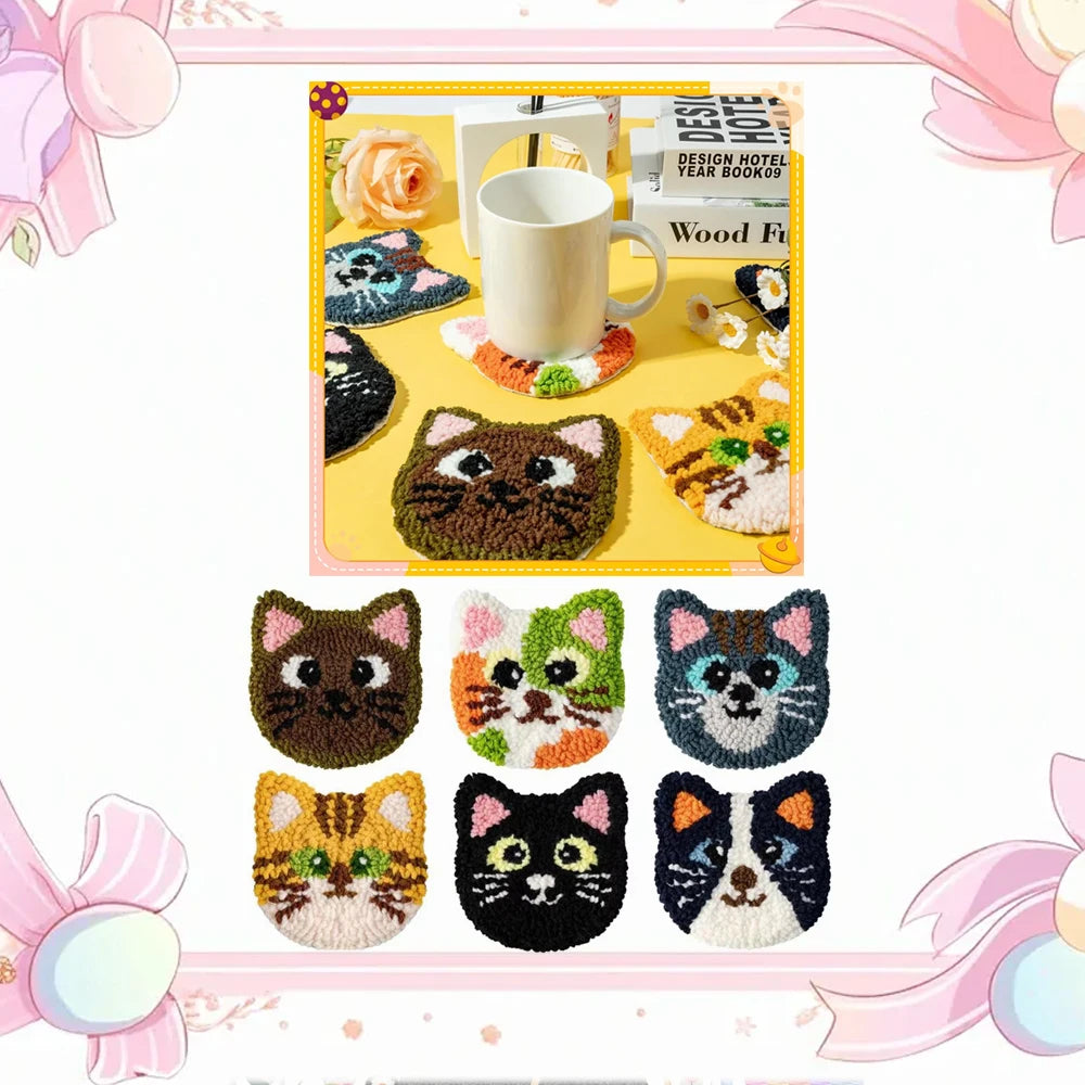 Punch Needle Coaster Kit, 6 Designs