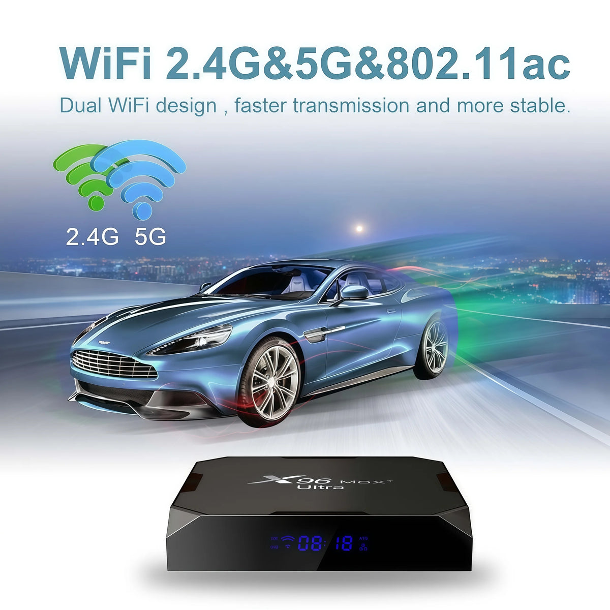 X96 Max+Ultra Android 11 TV Box Amlogic S905X4 4GB RAM 64GB ROM 8K Decoding AV1 Codec Dual WiFi 2.4G&5G BT4.0 USB3.0 HDR10+ Media Player Smart Set Top Box Decodificador