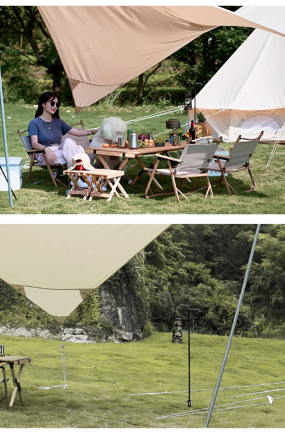 4-Section Camping Lantern Stand Aluminum Alloy Lamp Pole