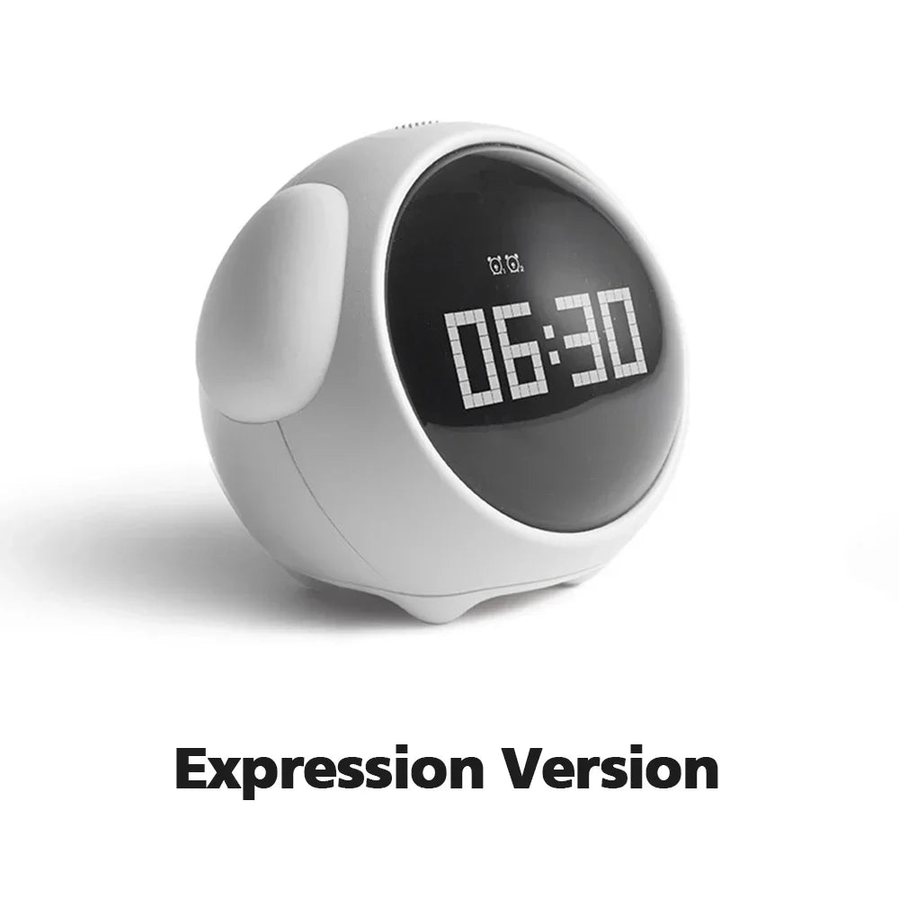 Réveil numérique pour enfants avec expressions amusantes, fonction répétition, commande vocale, veilleuse LED intelligente
