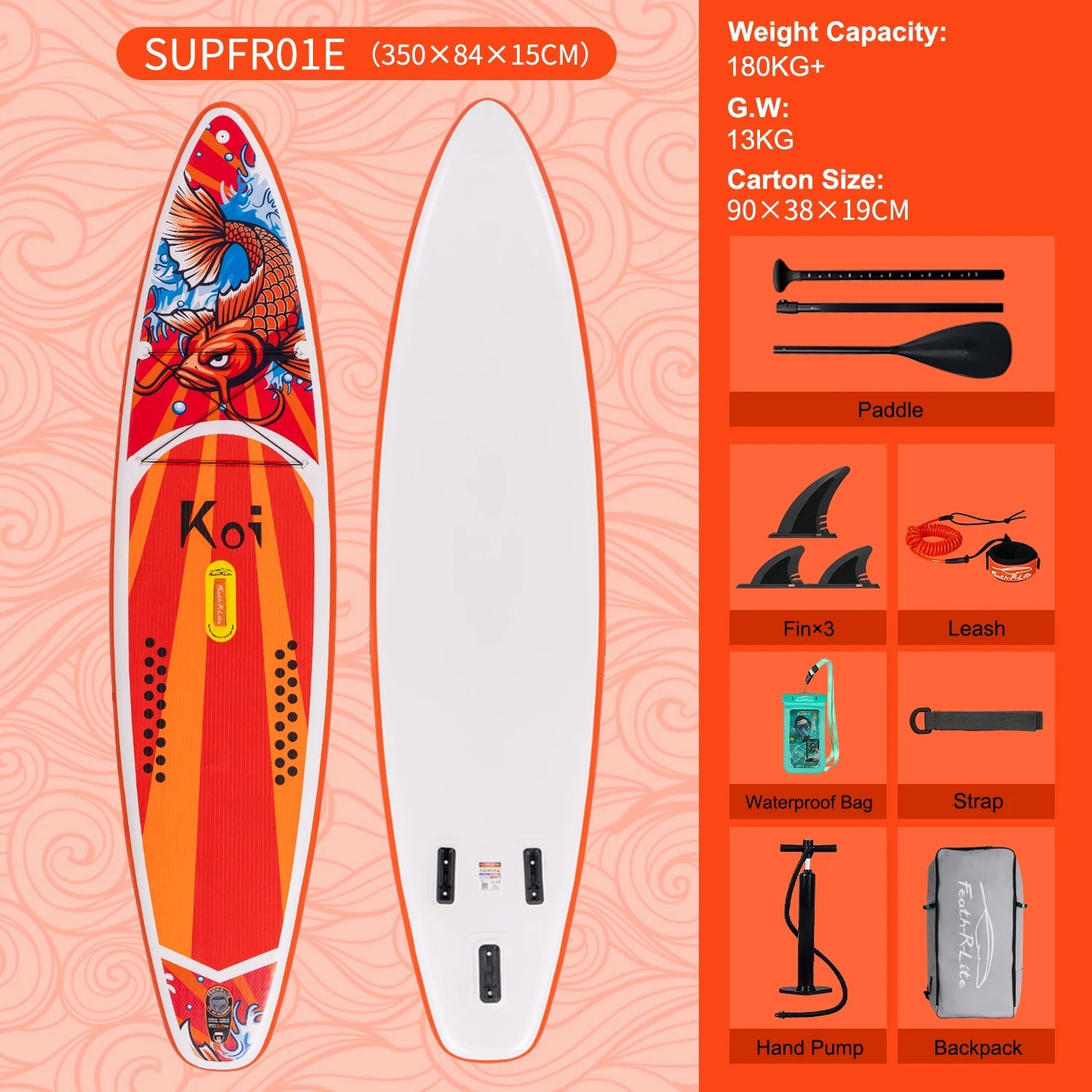 FunWater Inflatable Stand Up Paddle Board Paddling Board Surfboard Surf Sup Board 320-385CM  Non-Slip Water Sport Paddle Board 