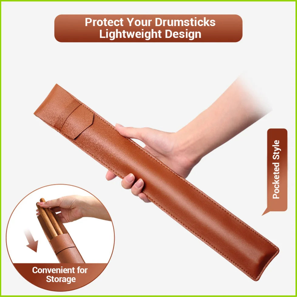 Slim PU Leather Drumstick Storage Sleeve