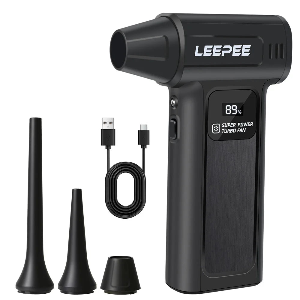 Type-C Charging Car Fan Cleaning Blower Tool 130000RPM Turbo Jet Fan 5 Outlet Nozzles Blowing Snow Electric Air Duster Portable 