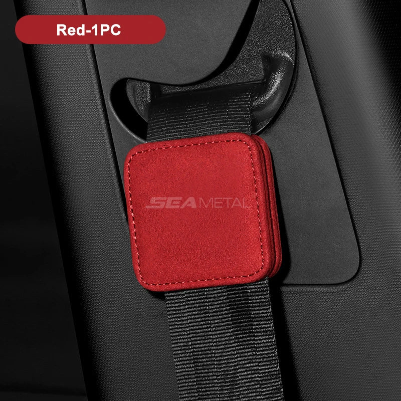 SEAMETAL Seat Belt Extender Limiter Suede Car Safety Belt Thicken Cushion Pad Magnetic Fixed Clip Auto Seat Belt Accessories