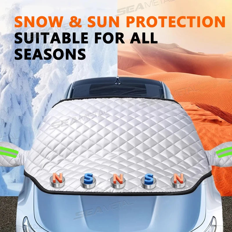SEAMETAL Magnetic Car Snow Shield Frost Prevention Windshield Cover Car Cover Sunshade Thicken Full-Wrapped Outdoor Snow Cover