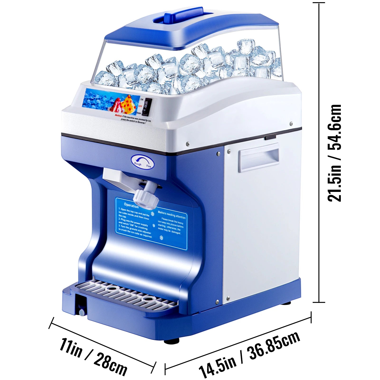 Commercial Ice Shaver 441 lbs/h Electric Snow Cone Machine 5L Hopper
