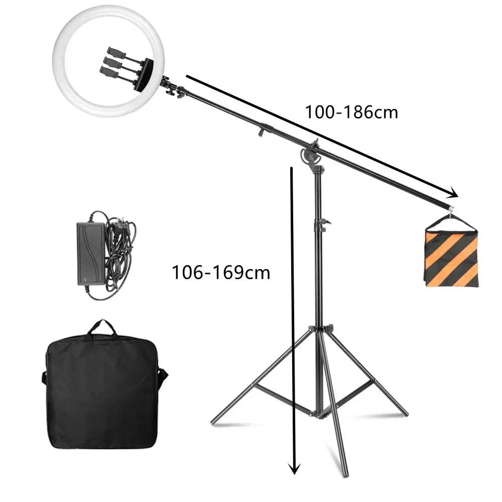SH 18 Inch Thin Ring Light LED Selfie Video Lamp With Tripod Stand Phone Clip For YouTube Live Light Photography Studio 
