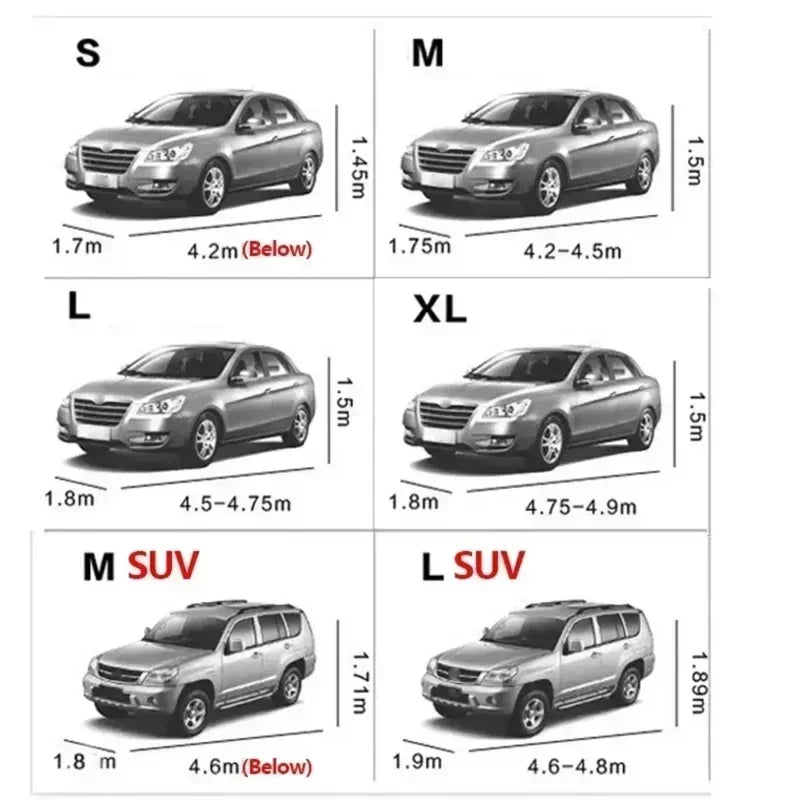 Celoplachta na auto z PEVA, rôzne veľkosti