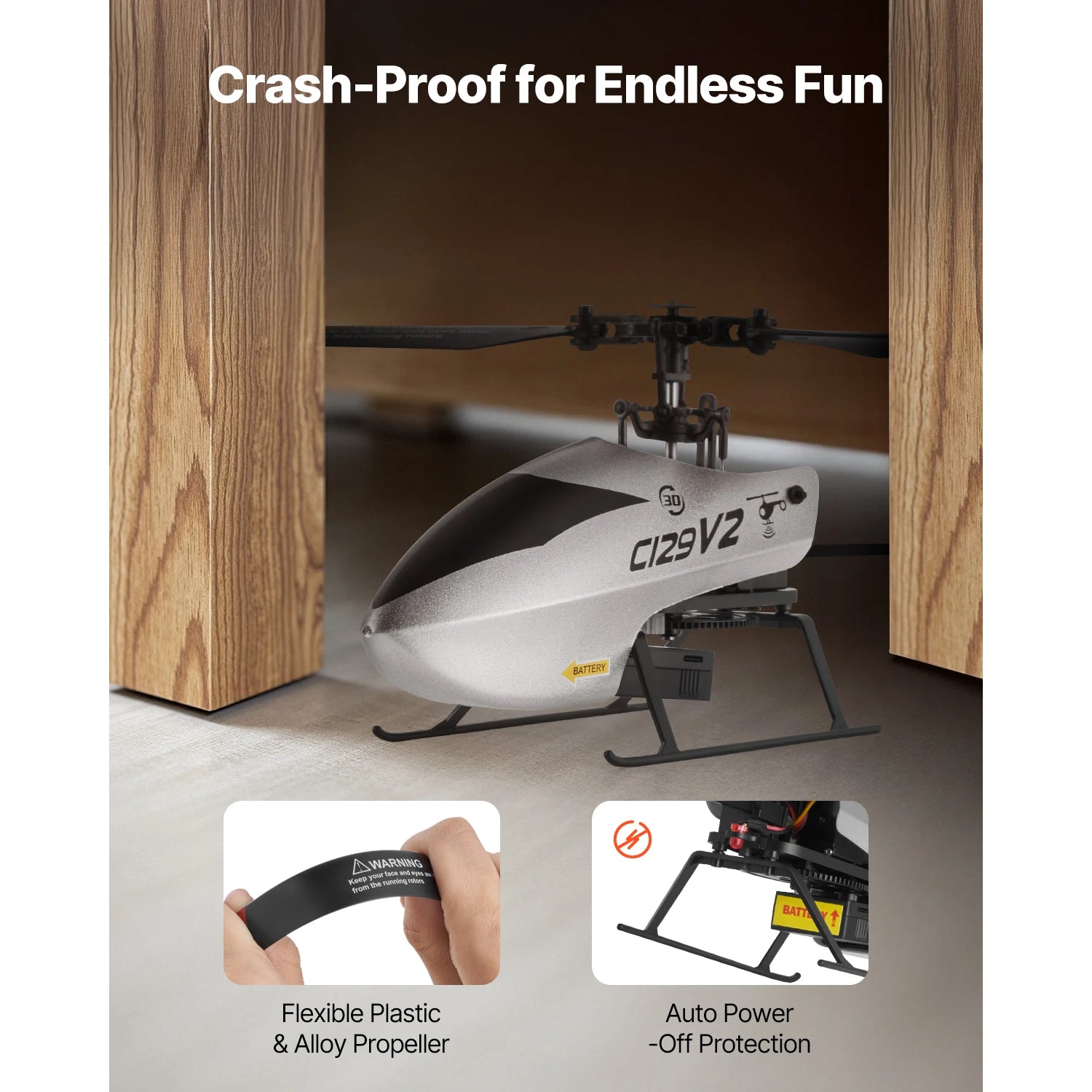 2.4GHz RC Helicopter 4-Channel with Gyro & One-Key Takeoff