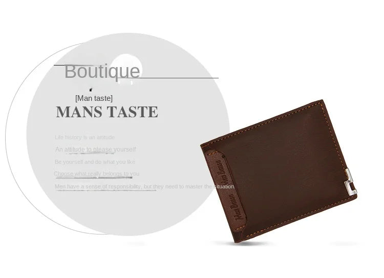 Fashion Casual Men's Short Wallet - Multi-functional Draw Card Holder for Men, Slim Cardholder Bags with Free Shipping 