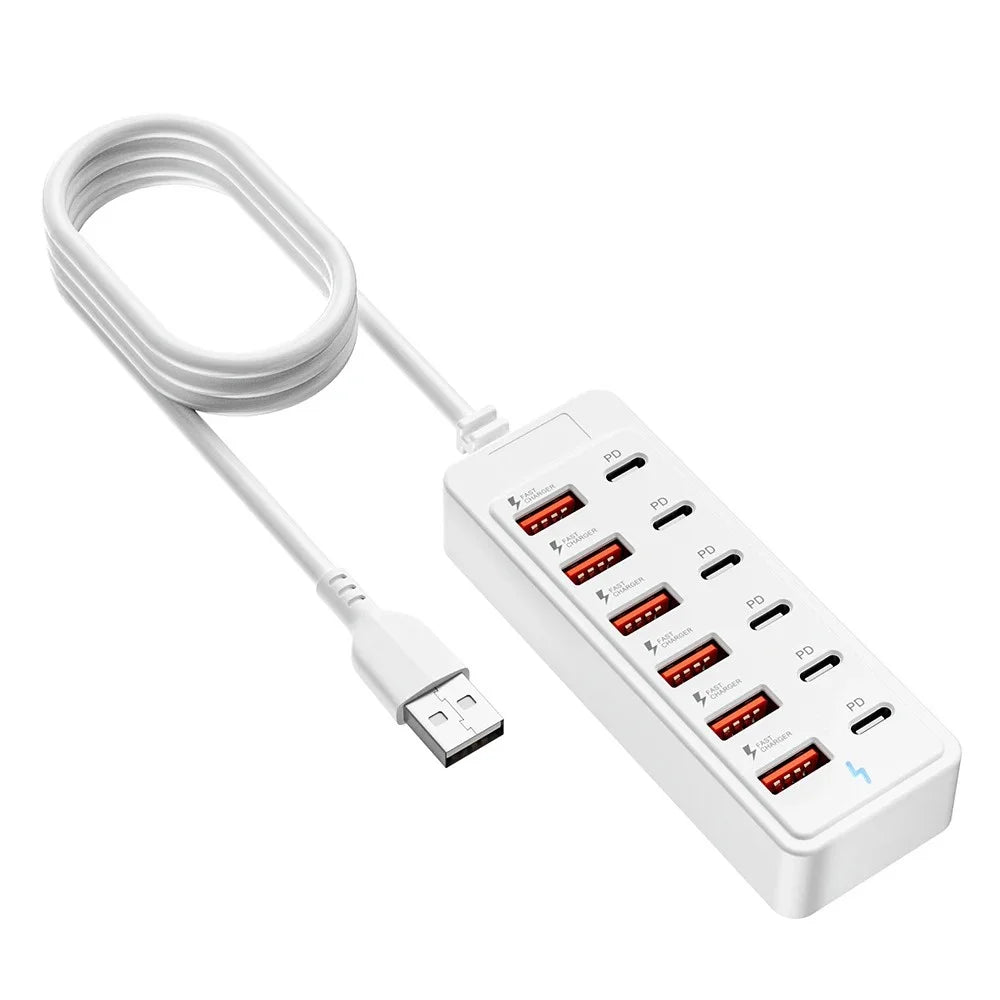 Twelve-Port USB-A and USB-C Desktop Hub
