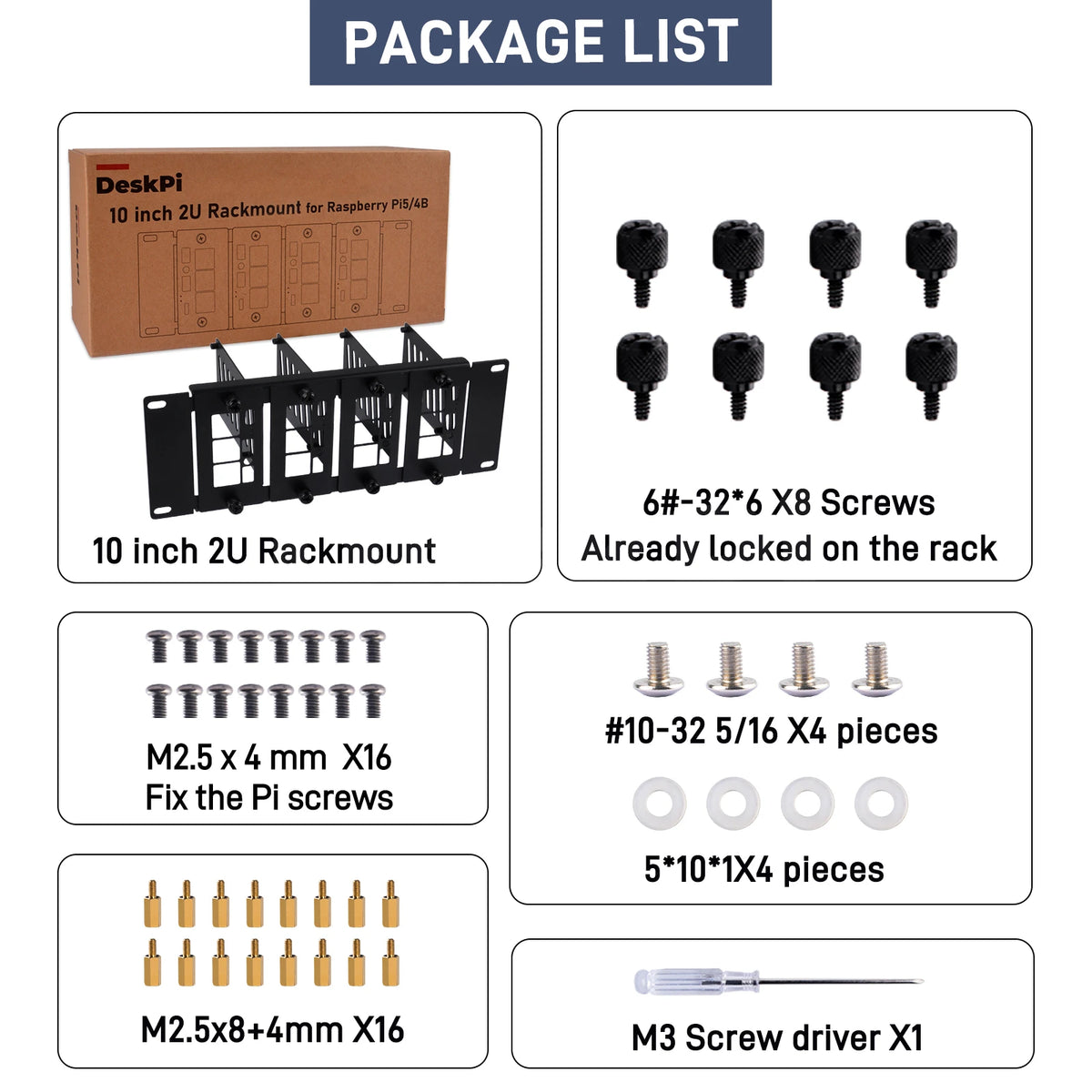10-Inch 2U Rack Mount for Compatible Single-Board Computers