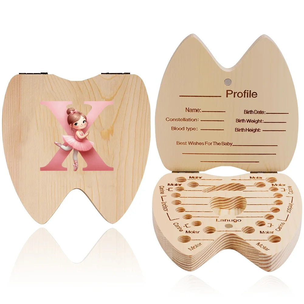 Wooden Baby-Tooth Keepsake Box, Letter Options