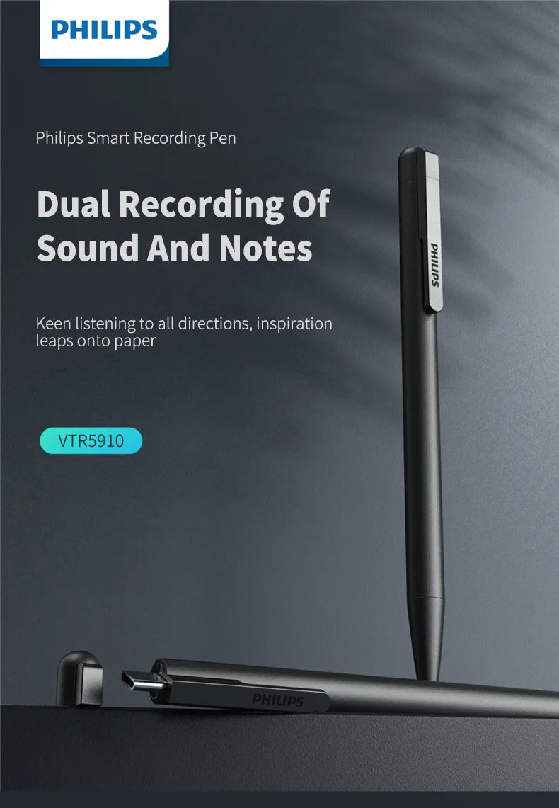 Philips 100% Original Digital Voice Recorder 16GB 64GB Smart Recording Pen Bluetooth VTR5910