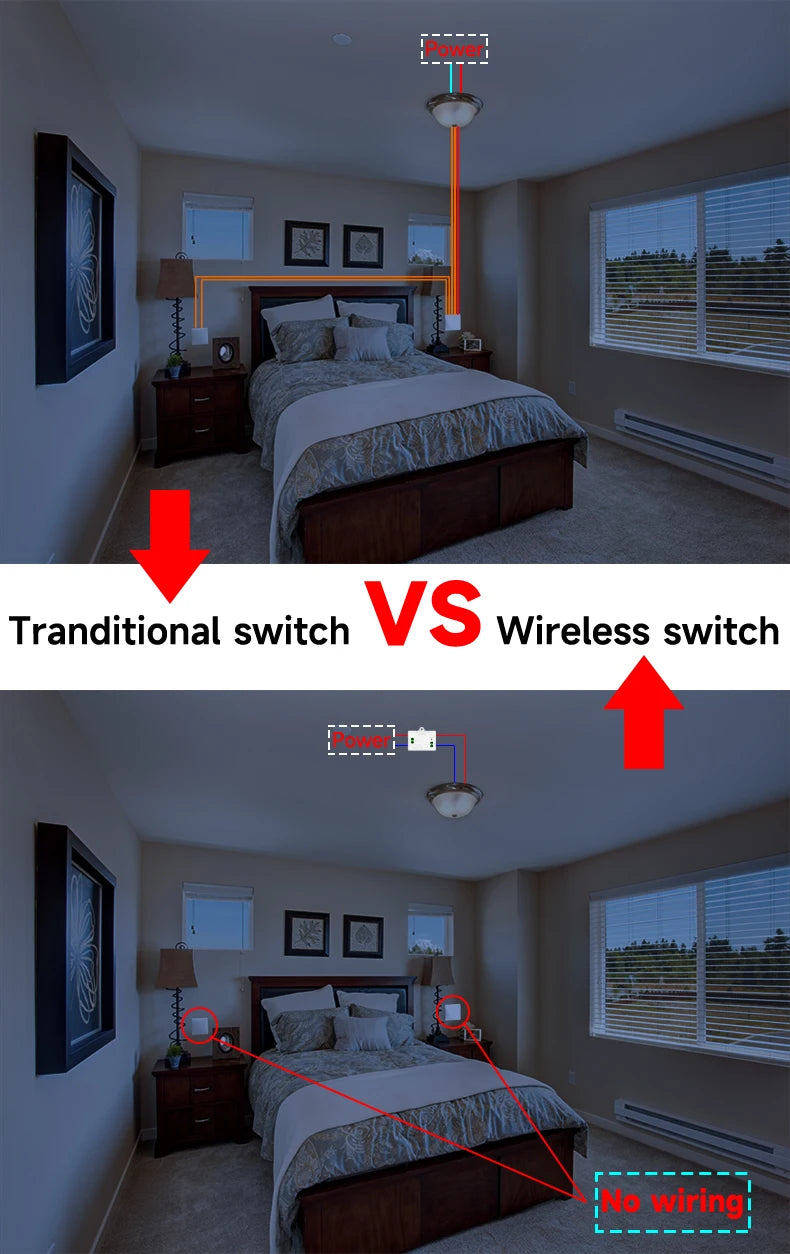 Interruttore a LED wireless cinetico 433MHz - kit opzioni