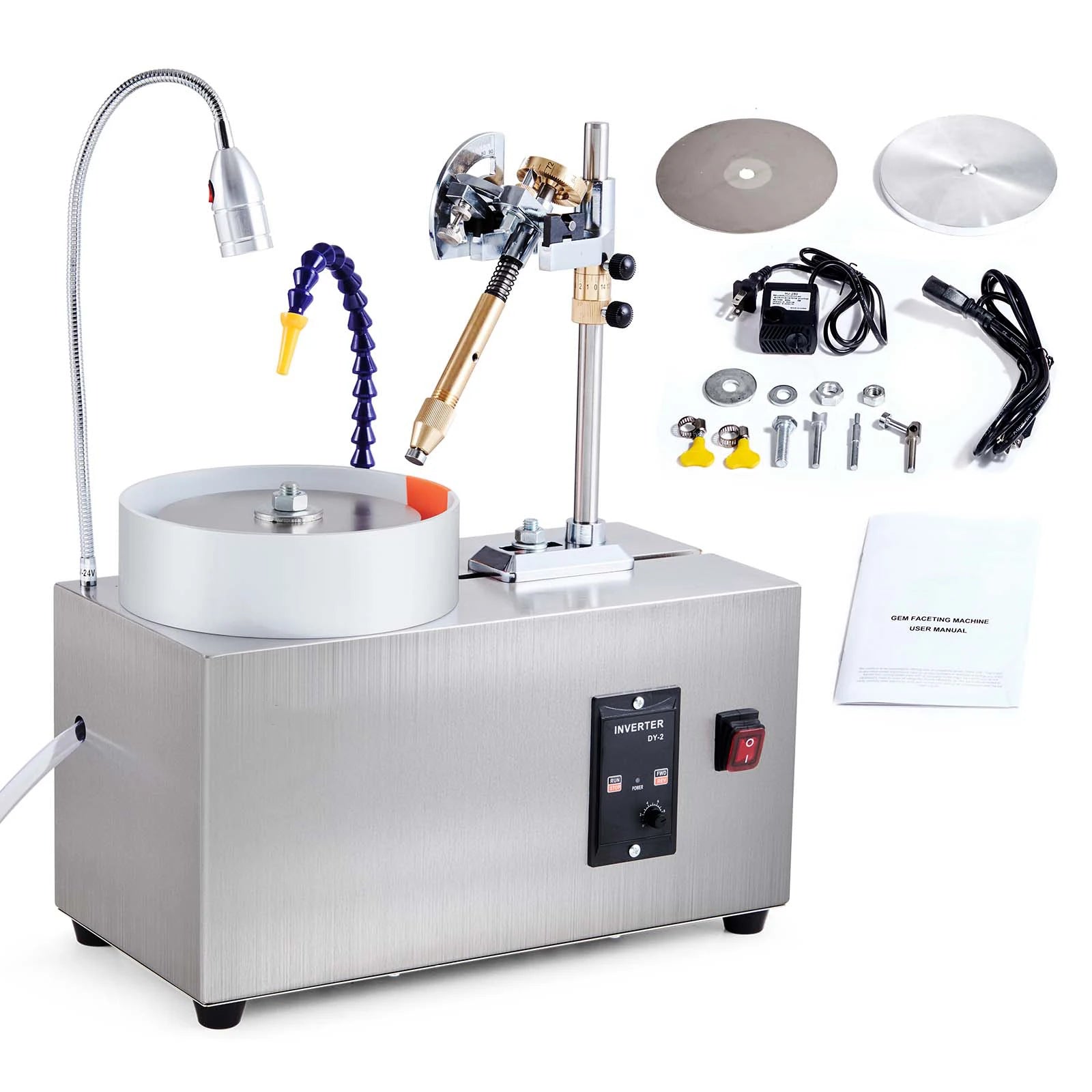 SucuBuy Diamantová brusička na broušení drahokamů 180W Jade grinding polishing machine, 0–2980 RPM, nastavitelná otáčivá rychlost, rock drahokam, úhlová leštička