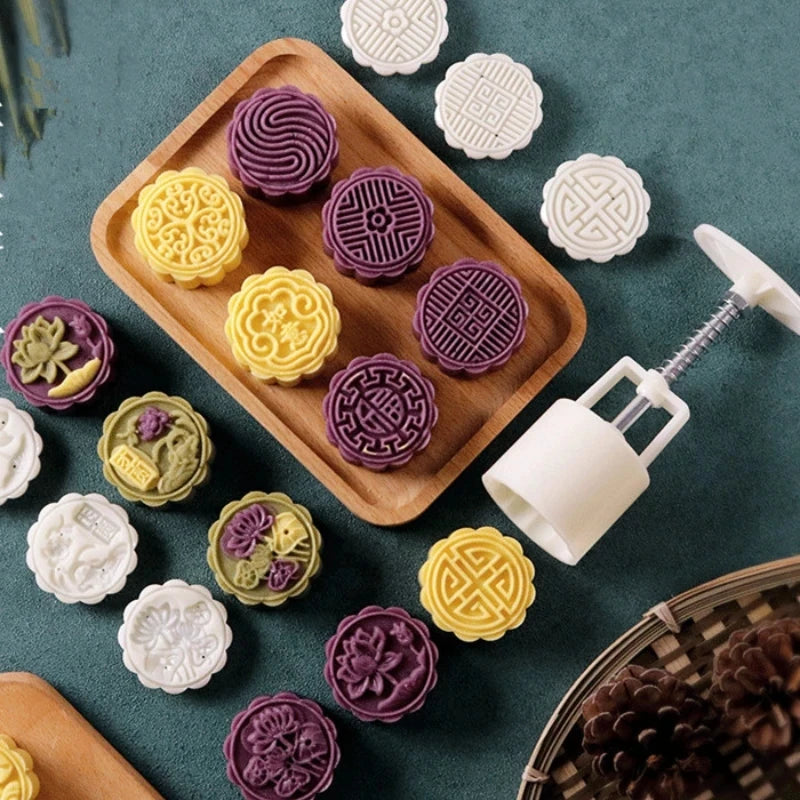Μπλόκο Mooncake με λουλούδι και έξι αποτυπώματα