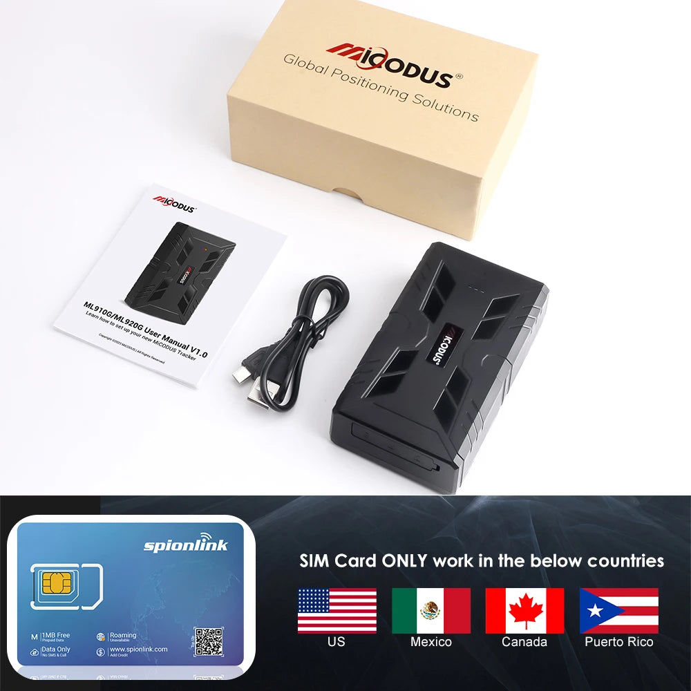 MiCODUS 4G GPS-spårare för bil spårningsenhet ML910G 10000mAh Superstyrk magnetisk bilspårare Flytta vibrera larm