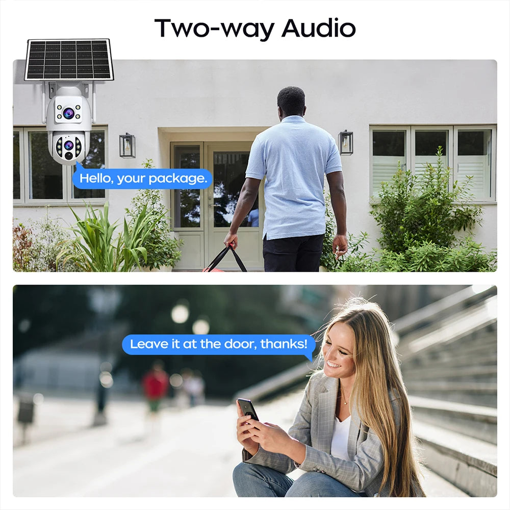 4K 6MP WiFi Solar Outdoor Dual Lens PTZ Security Camera