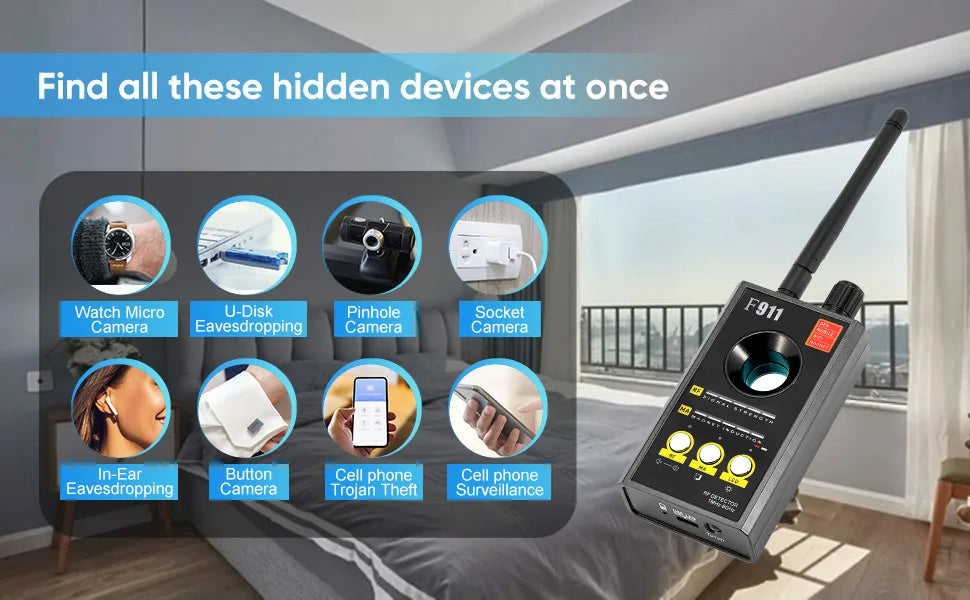 F911 Hidden Camera Detectors, Spy Detector, Bug and GPS Detector, Security Camera Finder, Infrared Scanner