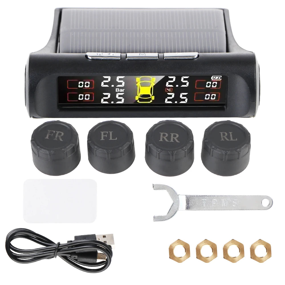 Solar TPMS Tire Pressure Monitoring System with External Sensors