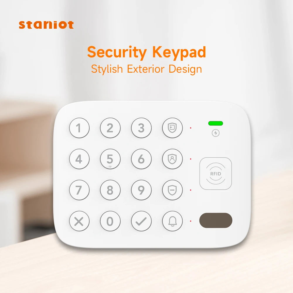 Staniot Intelligent Wireless Alarm System Control Keypad Anti-Tamper Trigger Alarm Built-in 1500mAh Battery RFID Tag Keyboard Indoor Home Security Accessory