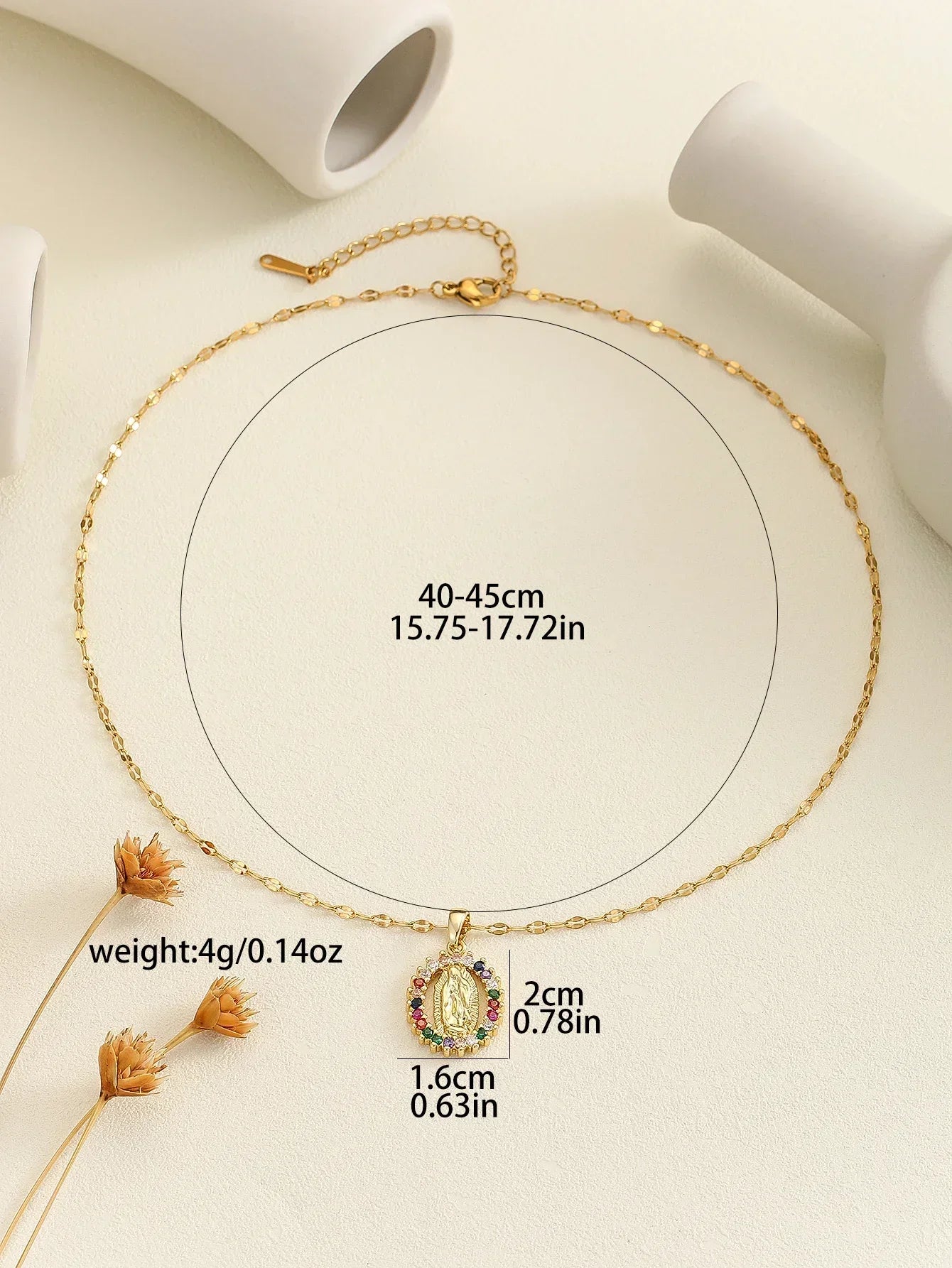 European and American Fashion and Gorgeous Women's All Sky Star Micro Inlaid Colorful Zircon Virgin Mary Hollow Necklace 