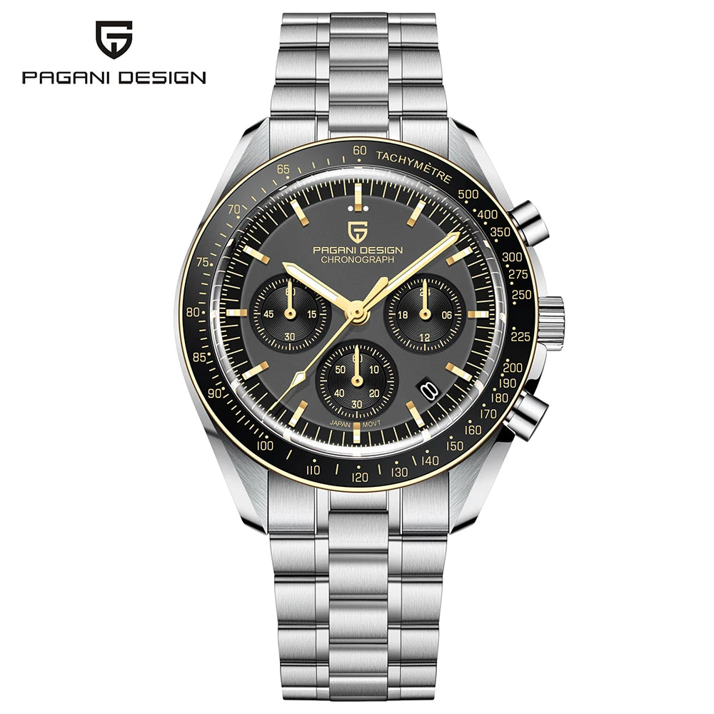 Ρολόι Pagani Design PD1701 Moonwatch Χρονογράφος με Ζαφείρι και Ατσάλινο Κάσα