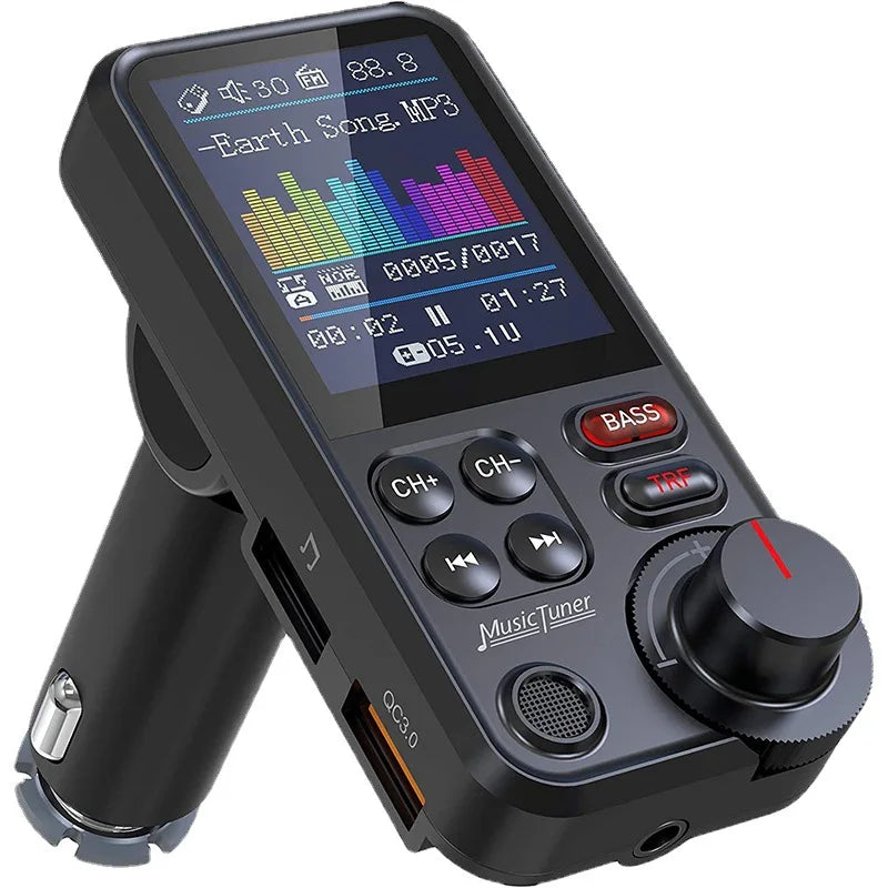 Bluetooth-yhteensopiva Auto langaton FM-lähetin radio-sovitin Nopea lataus Oikosekkaus Äänenlaatu Musiikki Auto MP3-soitin Aux QC3.0