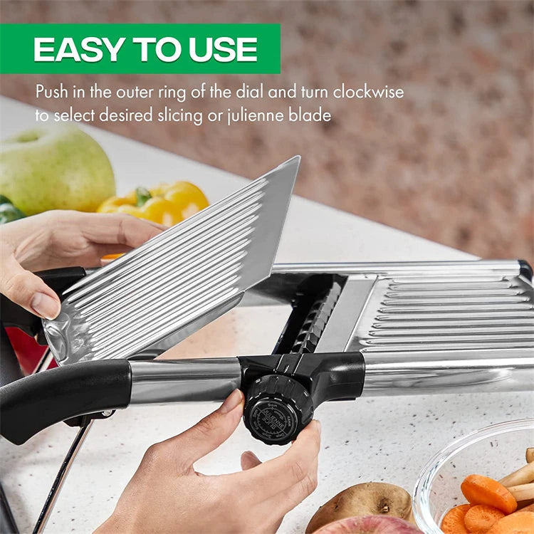 LMETJMA Adjustable Mandoline Slicer Stainless Steel Vegetable Slicer Chopper Cutter for Potato Tomato Onion Carrot JT213 