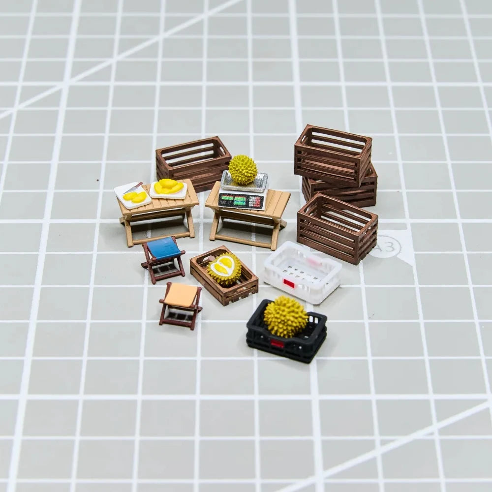 1:64 Resin Fruit Stand and Figure Model Options