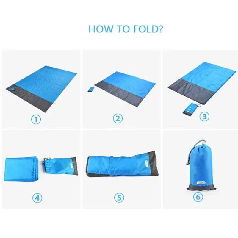 200x210cm Pocket Picnic Waterproof Beach Mat Sand Free Blanket Camping Outdoor Picknick Tent Folding Cover Bedding