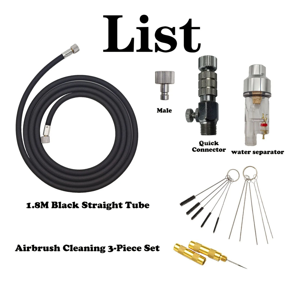 Airbrush Hose and Connector Accessory Set, 1.8 m
