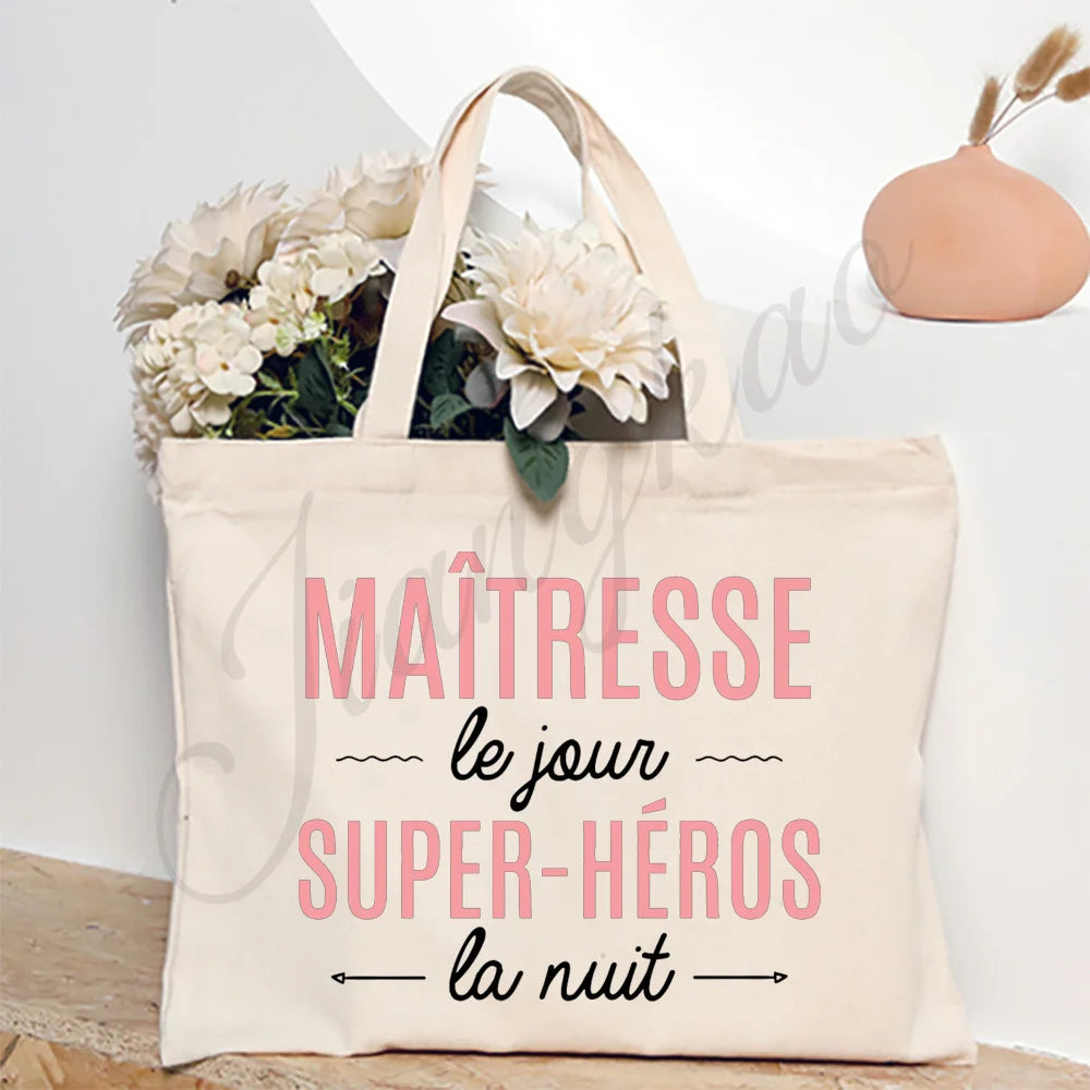 Thank You Teacher Stampa Francese Borsa a Spalla Donna Borsa in Tela Borse da Shopping Borse Femminili Borsa Riutilizzabile Migliori Regali per Maitresse