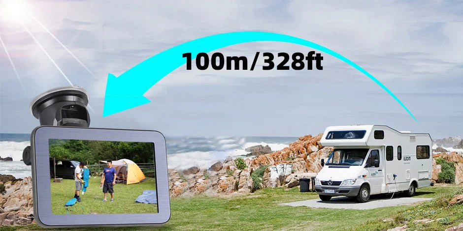 QXNY Wireless Solar Powered Energy Magnet Reverse Backup Camera with AHD 5"  Rear View Monitor for Camper Truck Trailer Rv 