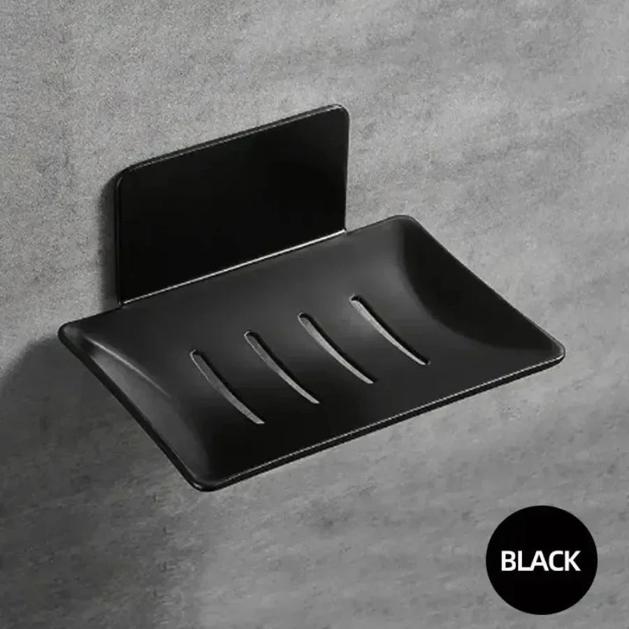 1pc  Black carbon steel soap box, non perforated wall mounted bathroom soap box, bathroom soap holder, soap storage rack 