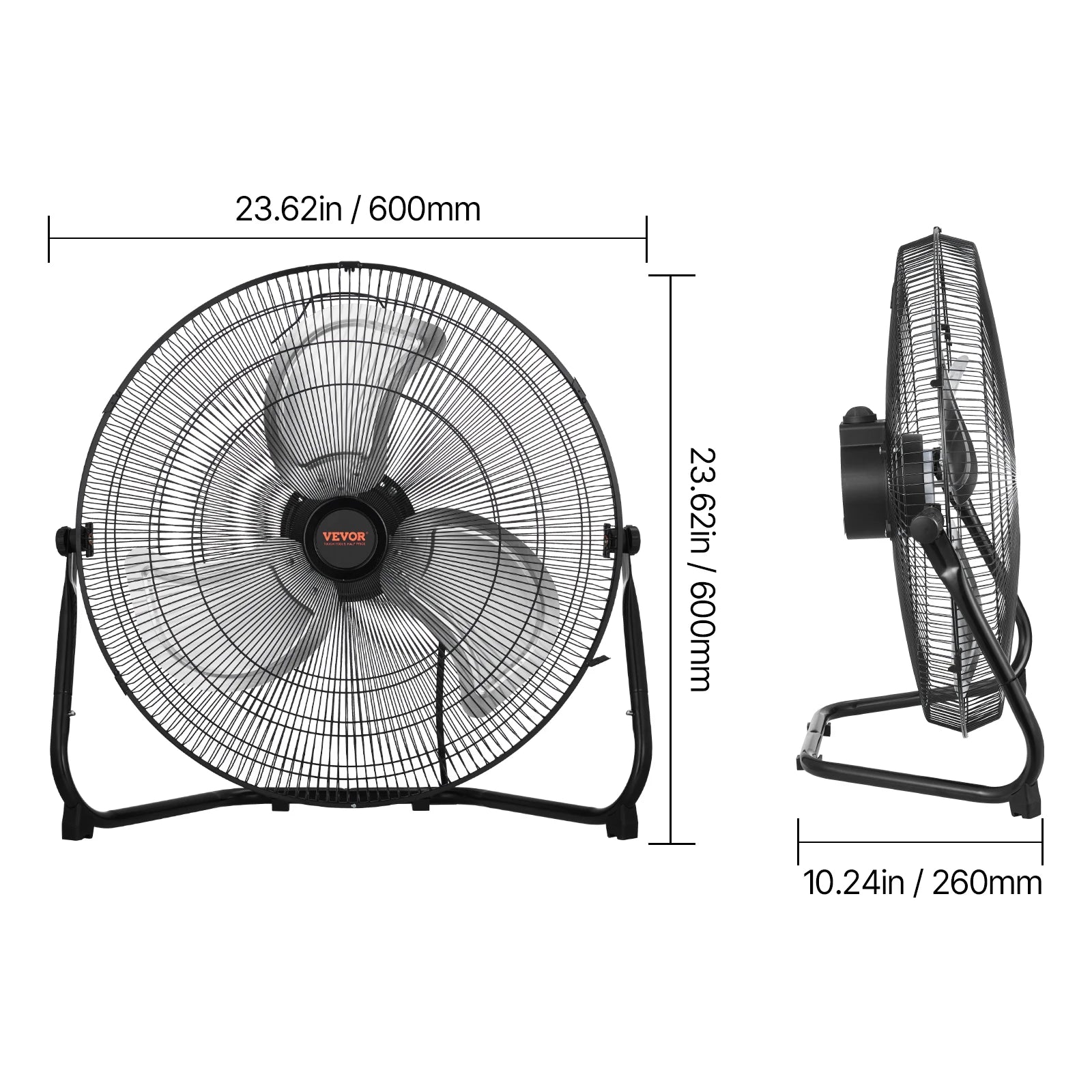 Industriel gulvventilator med høj hastighed 4800 CFM 3-trins vippefunktion