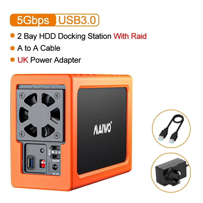 Dual-bay SATA-dockingstation voor HDD en SSD, USB 5Gbps