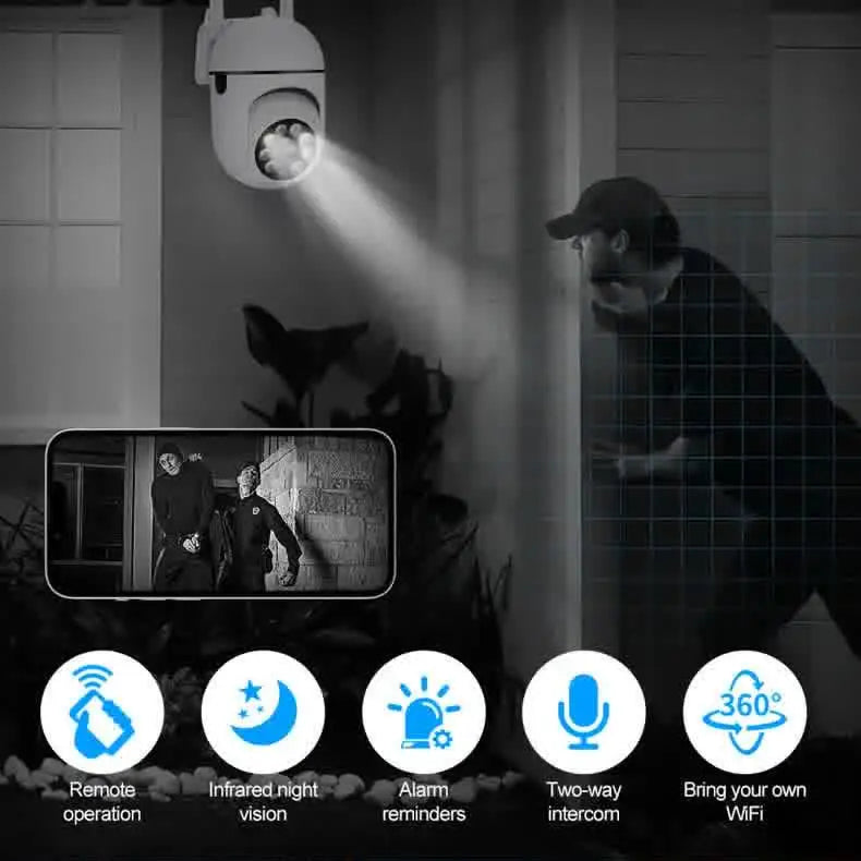 Smart Outdoor WiFi Security Camera 1080P Color Night Vision 2-Way Audio