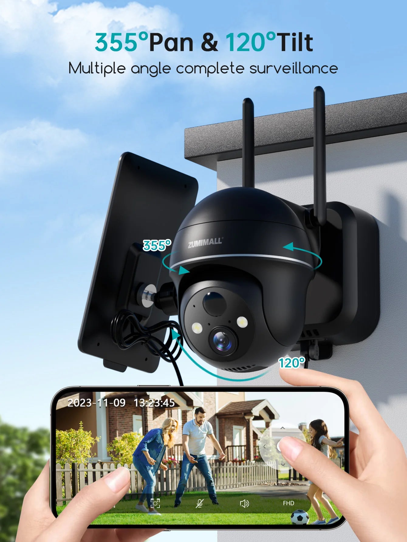 ZUMIMALL Wireless Battery Security Camera 3MP Night Vision