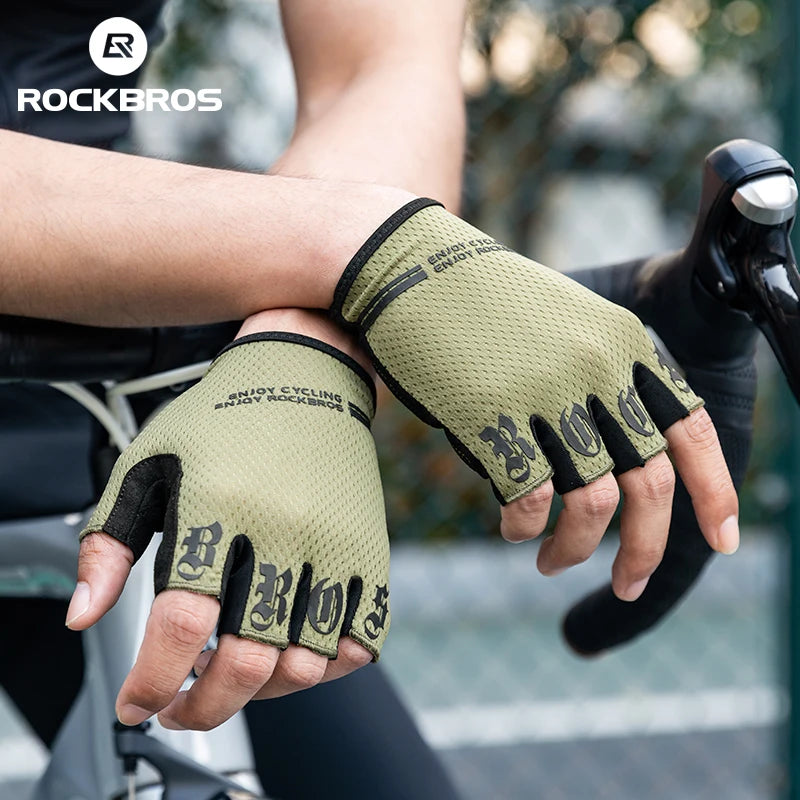 ROCKBROS Half Finger Cycling Gloves Breathable Shock Absorbing Fit