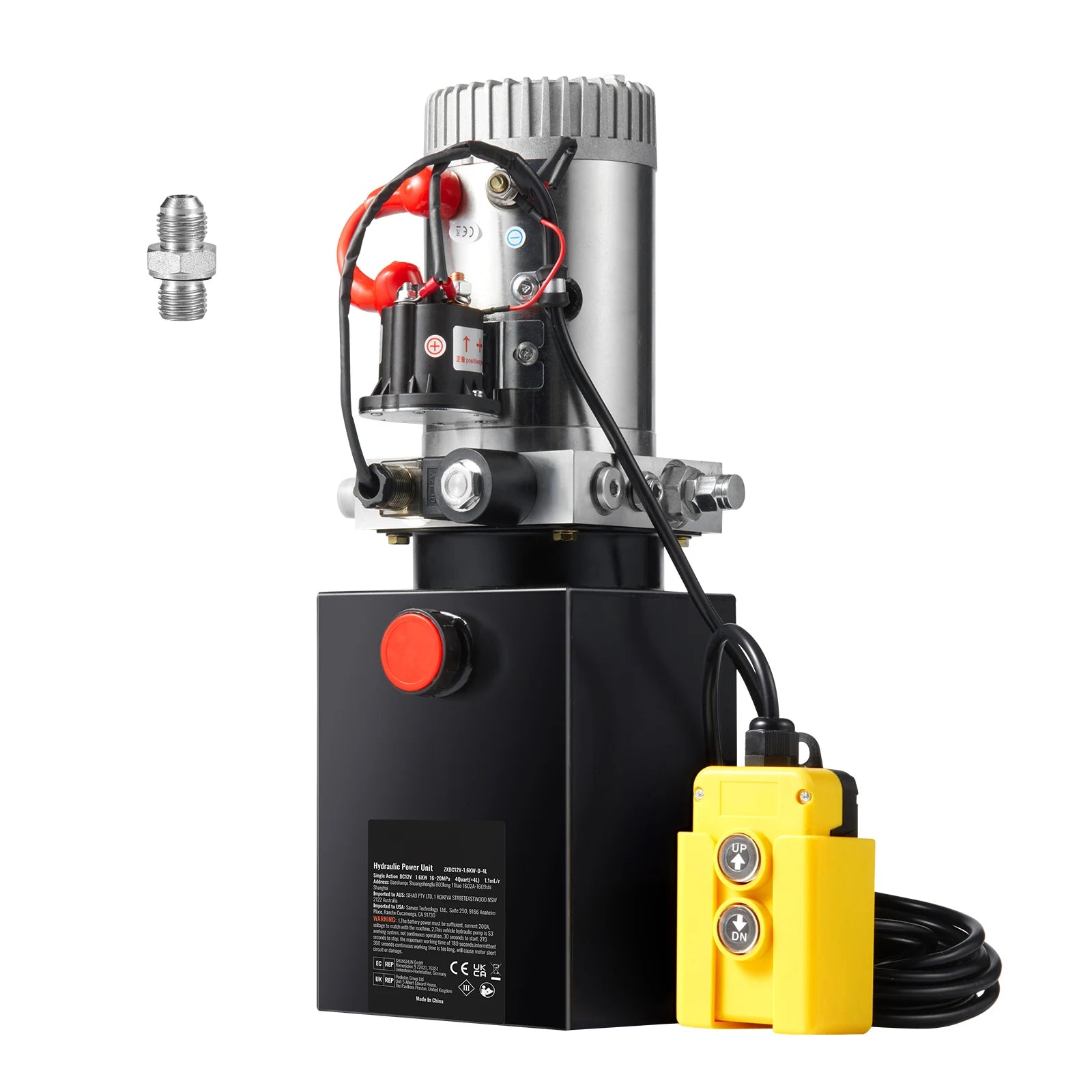 12V Hydraulisk Pumpenhet 20 Quart för Tipptrailerlyft