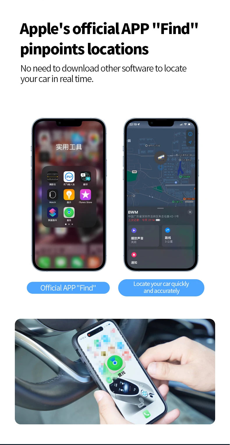 Universal Mini Car Charger GPS Locator Tracker Cigarette Lighter iPhone USB Type-C Find My ios Official App GPS Vehicle Tracke