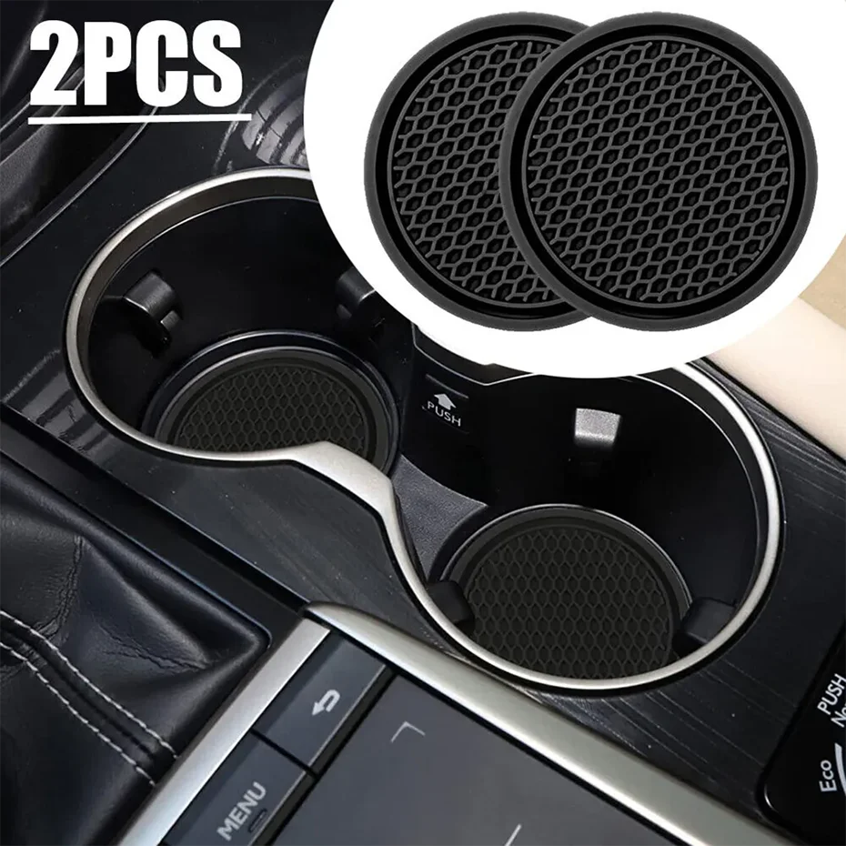 SEAMETAL 2Pcs Car Cup Coasters 7cm Universal Anti-Slip Cup Holder Mat Soft TPU Waterproof Auto Bottle Holder Insert Pads